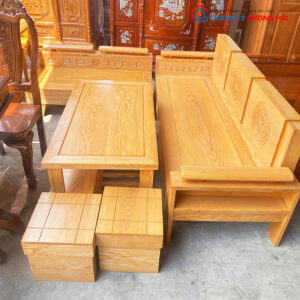 Thanh Lý Bộ Salon 2m Góc L Gỗ Sồi Mới 99% (Nhiều Màu)