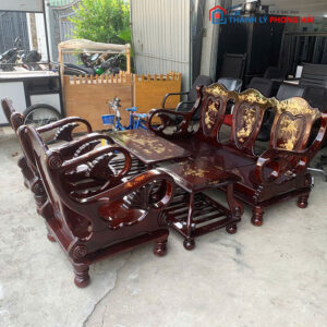 Bộ Salon Gỗ Tay 8 Khảm Xà Cừ Cũ
