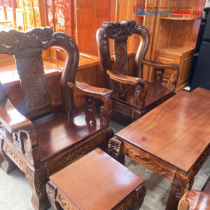 Bộ Salon Gỗ Tràm Tay 12 Đỉnh Đào 6 Món Mới 99%