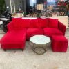 Bộ Sofa 2m1 Góc L Nhung Đỏ Cũ