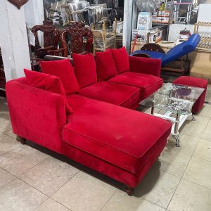 Bộ Sofa 2m1 Góc L Nhung Đỏ Cũ
