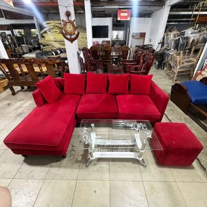 Bộ Sofa 2m1 Góc L Nhung Đỏ Cũ