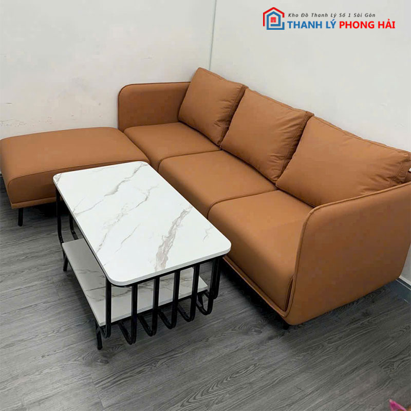 bo-sofa-boc-da-kem-ban-don-1 Thanh Lý Bộ Sofa Bọc Da Kèm Bàn - Đôn Mới 99% (Nhiều Mẫu)