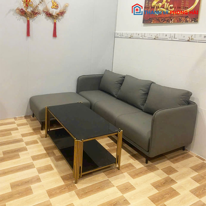 bo-sofa-boc-da-kem-ban-don-4 Thanh Lý Bộ Sofa Bọc Da Kèm Bàn - Đôn Mới 99% (Nhiều Mẫu)