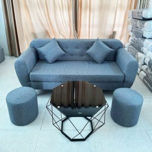 Bộ Sofa Bọc Vải Kèm 2 Đôn