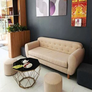 Bộ Sofa Bọc Vải Kèm 2 Đôn