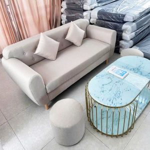 Bộ Sofa Bọc Vải Kèm 2 Đôn
