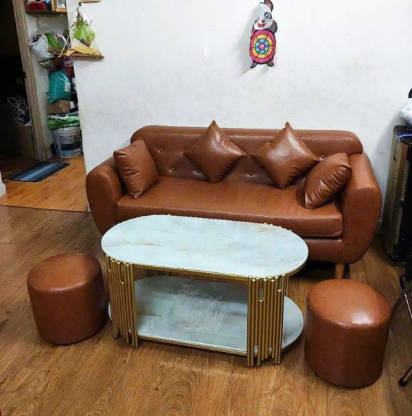 Bộ Sofa Bọc Vải Kèm 2 Đôn
