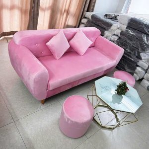 Bộ Sofa Nhung Xanh Kèm 2 Đôn