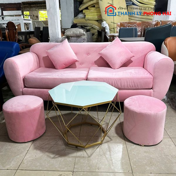 Bộ Sofa Nhung Xanh Kèm 2 Đôn Mới 99% (Nhiều Mẫu)