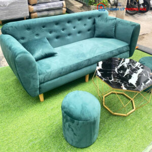 Bộ Sofa Nhung Xanh Kèm 2 Đôn Mới 99%