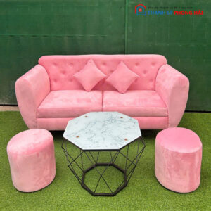 Bộ Sofa Nhung Xanh Kèm 2 Đôn Mới 99%