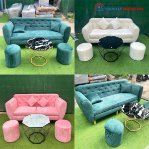 Bộ Sofa Nhung Kèm 2 Đôn Mới 99% (Nhiều Mẫu)