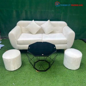 Bộ Sofa Nhung Xanh Kèm 2 Đôn Mới 99%