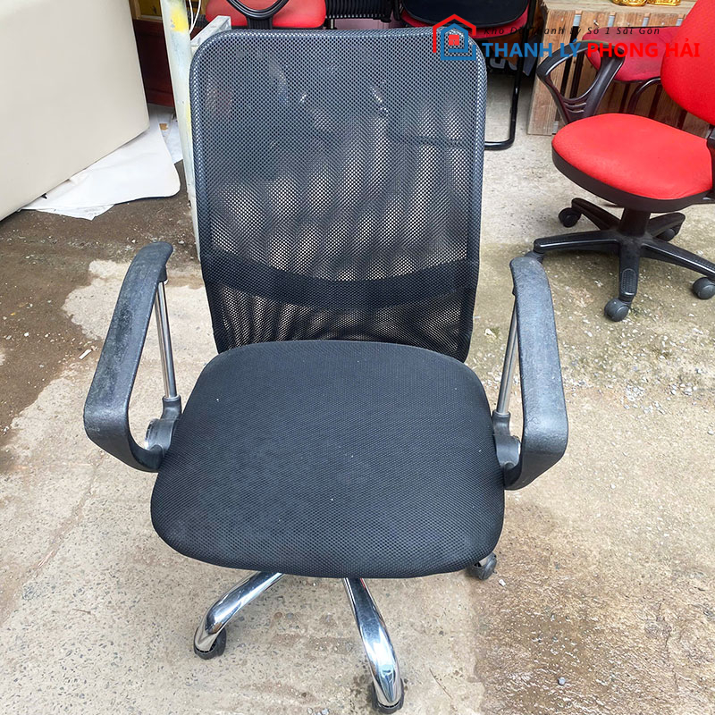 ghe-xoay-lung-luoi-den-cu-chan-inox Ghế Xoay Lưng Lưới Đen Cũ Chân Inox