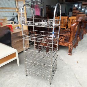 Thanh Lý Kệ Inox 5 Tầng 60cm Tay Cung Mới 99%
