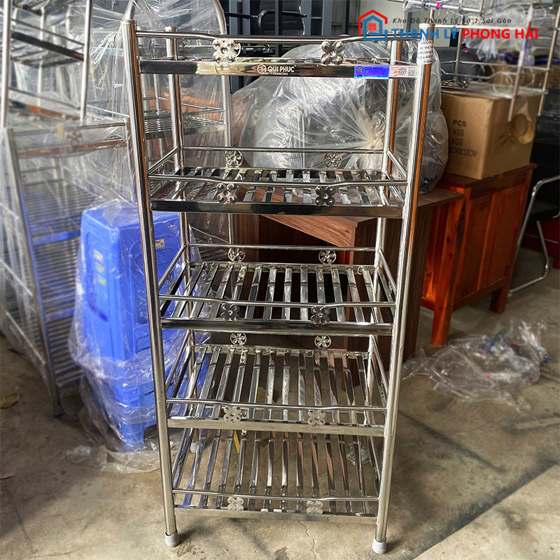 ke-inox-qui-phuc-5-tang-60cm-2 Thanh Lý Kệ Inox Qui Phúc 5 Tầng 60cm Mới 99%