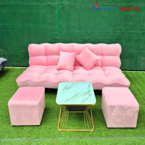 sofa bed hồng bàn kính vuông