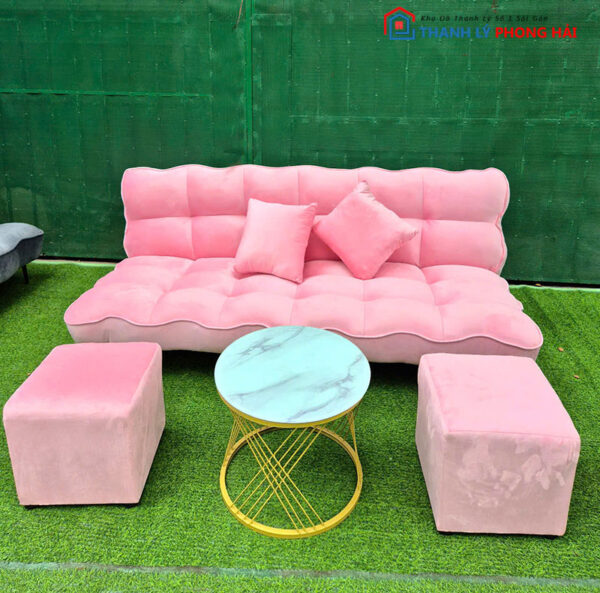 sofa bed hồng bàn kính tròn