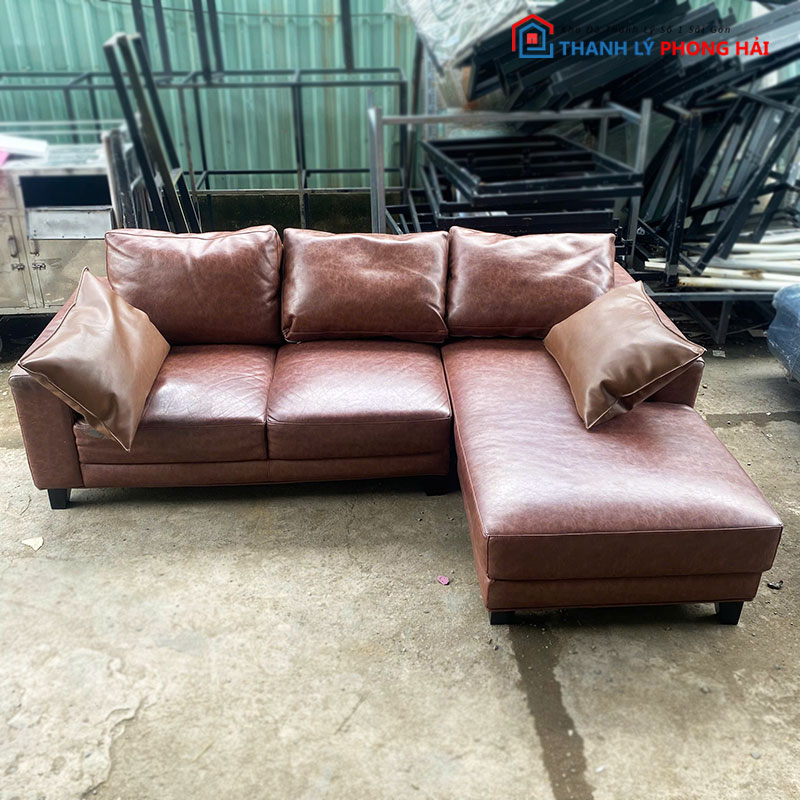 sofa-da-2m-cu-goc-l-nau-dep-1 Sofa Da 2m Cũ Góc L Nâu Đẹp