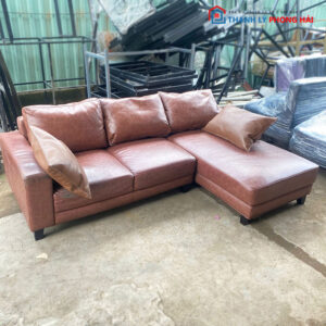 Sofa Da 2m Cũ Góc L Nâu Đẹp