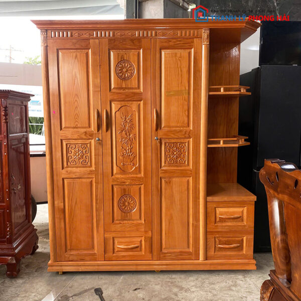Thanh Lý Tủ Áo Gỗ Sồi 1m8 Kèm Kệ Trưng Bày Mới 99%