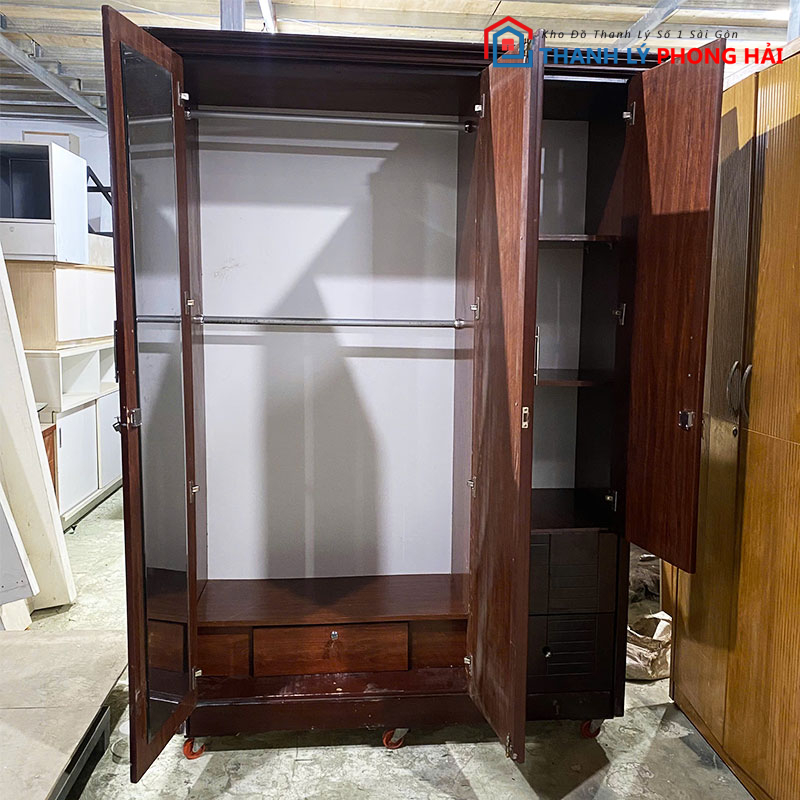 tu-ao-mdf-3-canh-1m4-kem-guong-cu-1 Tủ Áo MDF 3 Cánh 1m4 Kèm Gương Cũ