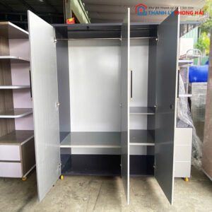 Tủ Áo Nhựa 1m6 3 Cánh 1 Kệ 2 Đợt Mới 99%