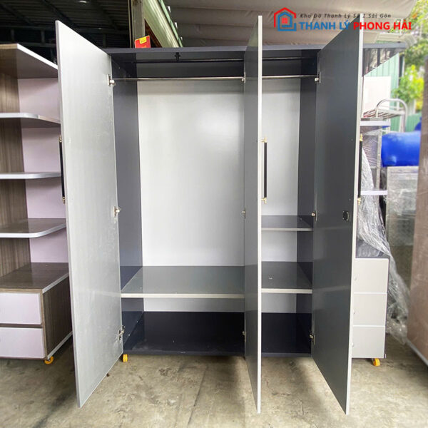 Tủ Áo Nhựa 1m6 3 Cánh 1 Kệ 2 Đợt Mới 99%