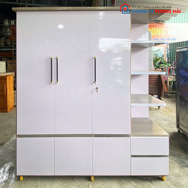 Tủ Áo Nhựa 3 Cánh 1m6 Kèm Kệ Dưới Mới 99%