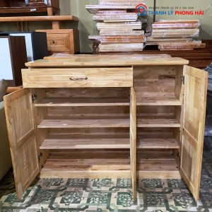 Tủ Giày 1m Gỗ TN 3 Cánh Chạm Hoa Văn Mới 99% (Nhiều Size)
