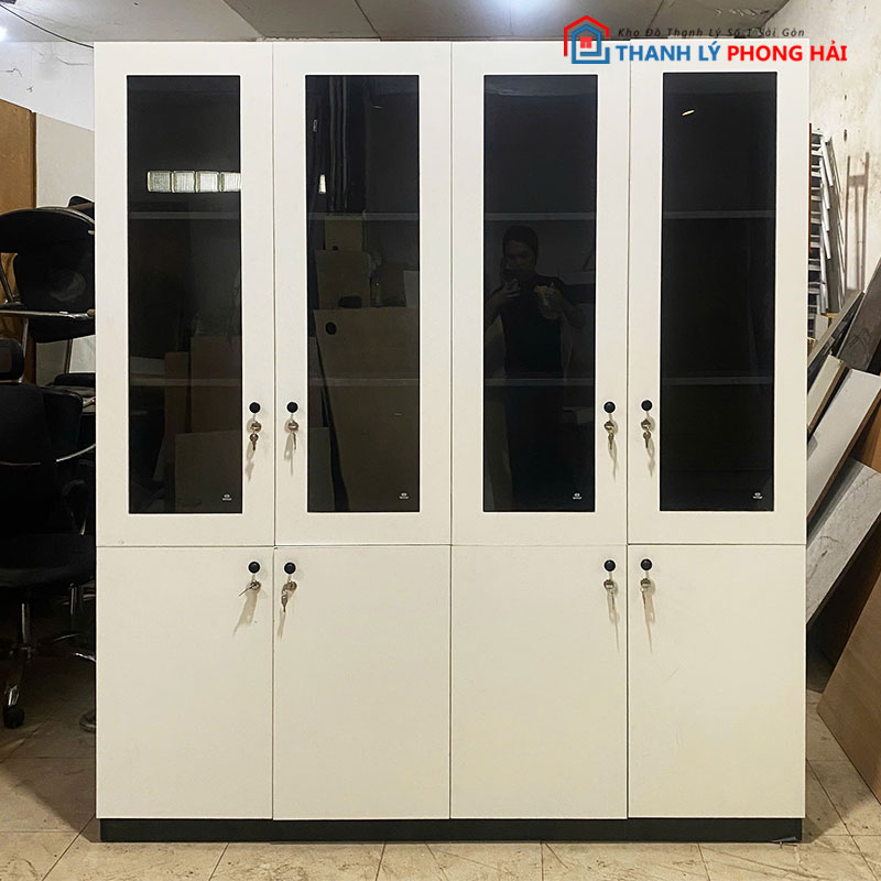 tu-ho-so-1m8-cu-4-canh-kinh-2 Tủ Hồ Sơ 1m8 Cũ 4 Cánh Kính