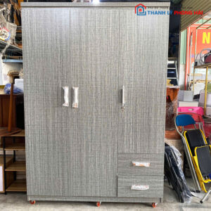 Thanh Lý Tủ Quần Áo 1m4 MDF Xám Mới 99%