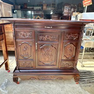 Tủ Thờ Tràm 1m5 Chạm Khắc Phúc Lộc Thọ Mới 99%