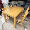 Bàn Ăn Gỗ 1m15 Mặt Kính Kèm 4 Ghế Cabin Cũ