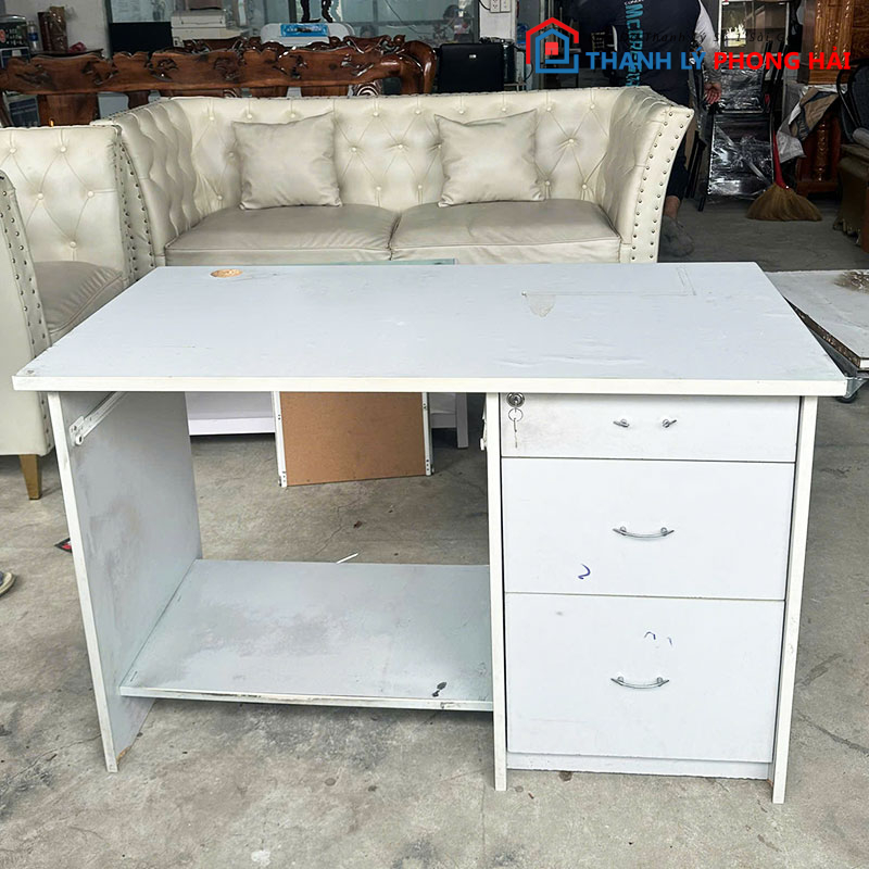 ban-lam-viec-1m2-mau-trang-cu-1 Bàn Làm Việc 1m2 Màu Trắng Cũ