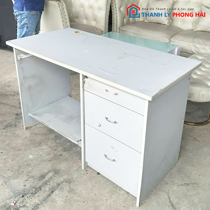 ban-lam-viec-1m2-mau-trang-cu-2 Bàn Làm Việc 1m2 Màu Trắng Cũ