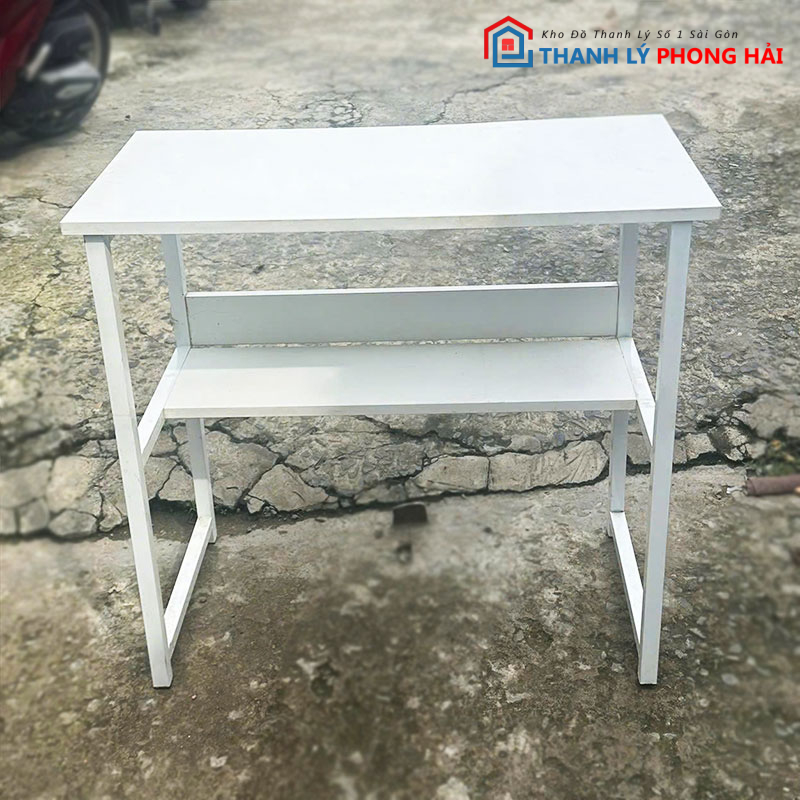 ban-lam-viec-cu-mau-trang-1 Bàn Làm Việc Cũ Màu Trắng Chân Sắt 80cm Cũ