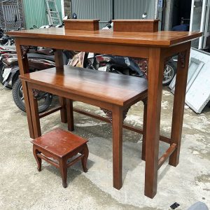 Bàn Thờ Gỗ Tự Nhiên 1m71 Cũ 3 Món