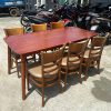 Bộ Bàn Ăn Mặt Gỗ 1m6 Kèm 6 Ghế Cabin Cũ