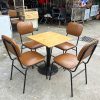 Bộ Bàn Ghế Cafe Bàn Vuông Kèm Ghế Da Mới 99%