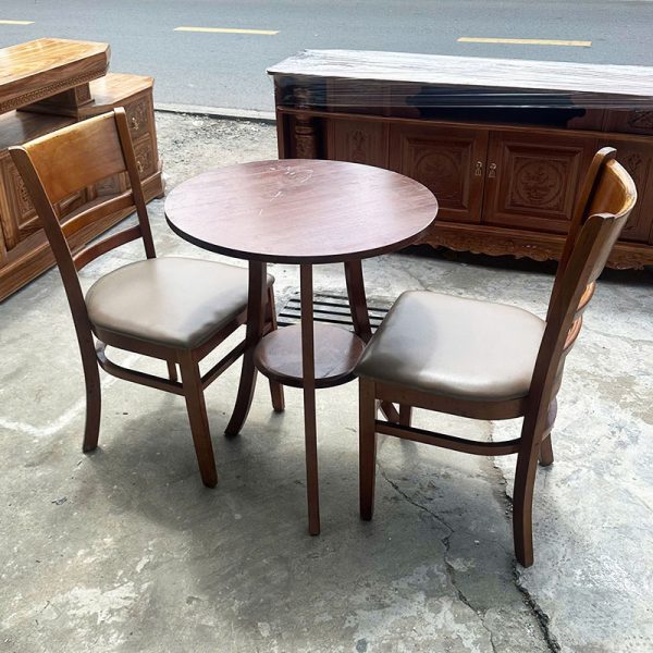 Bộ Bàn Ghế Cafe Tròn 2 Tầng Kèm 2 Ghế Cabin Cũ