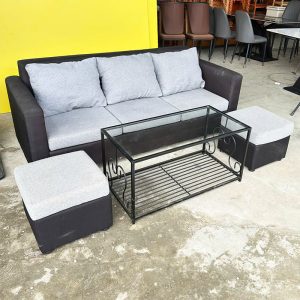 Bàn Sofa Mặt Kính Cũ, Khung Sắt Đen