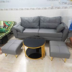 Bộ Sofa Bọc Da Kèm 2 Đôn Và Bàn Trà Mới 99% (Nhiều Mẫu)