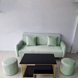 Bộ Sofa Nhung Màu Xanh Ngọc Kèm Bàn Trà Mới 99%