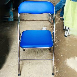 Ghế Xếp Bọc Da Xanh Chân Inox Mới 99%
