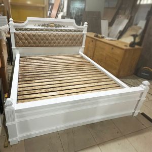 Giường Gỗ 1m6 - Đầu Giường Phối Da Cũ