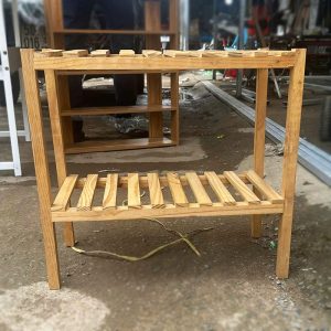 Kệ Giày 2 Tầng 50cm Gỗ Màu Sáng Cũ