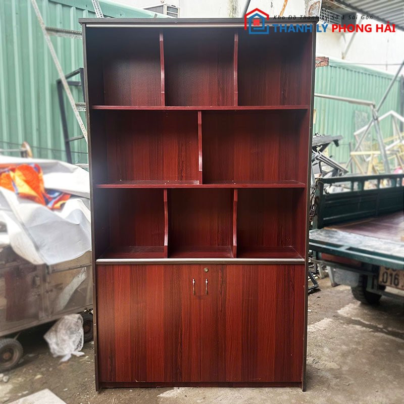 ke-trung-bay-1m18-bang-go-nhieu-ngan-cu-2 Kệ Trưng Bày 1m18 Bằng Gỗ Nhiều Ngăn Cũ