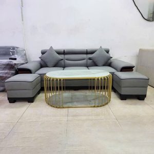 Sofa Da Xám 2m5 Kèm 2 Đôn Mới 99%
